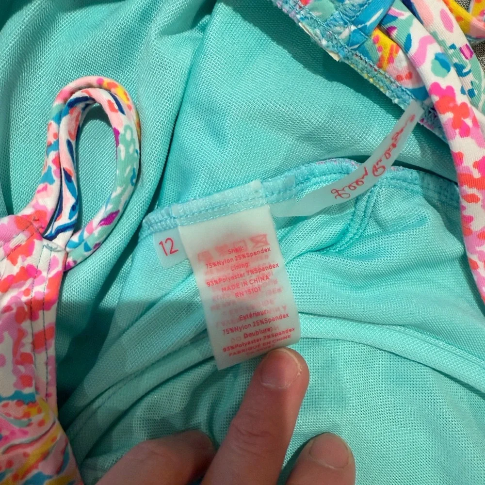Lilly Pulitzer Vibrant Pink and Blue One Piece Swimsuit - Picture 3 of 3